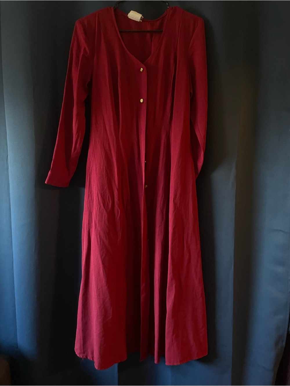 Smart Set Long-Sleeve Button-Front Dress in Burgundy